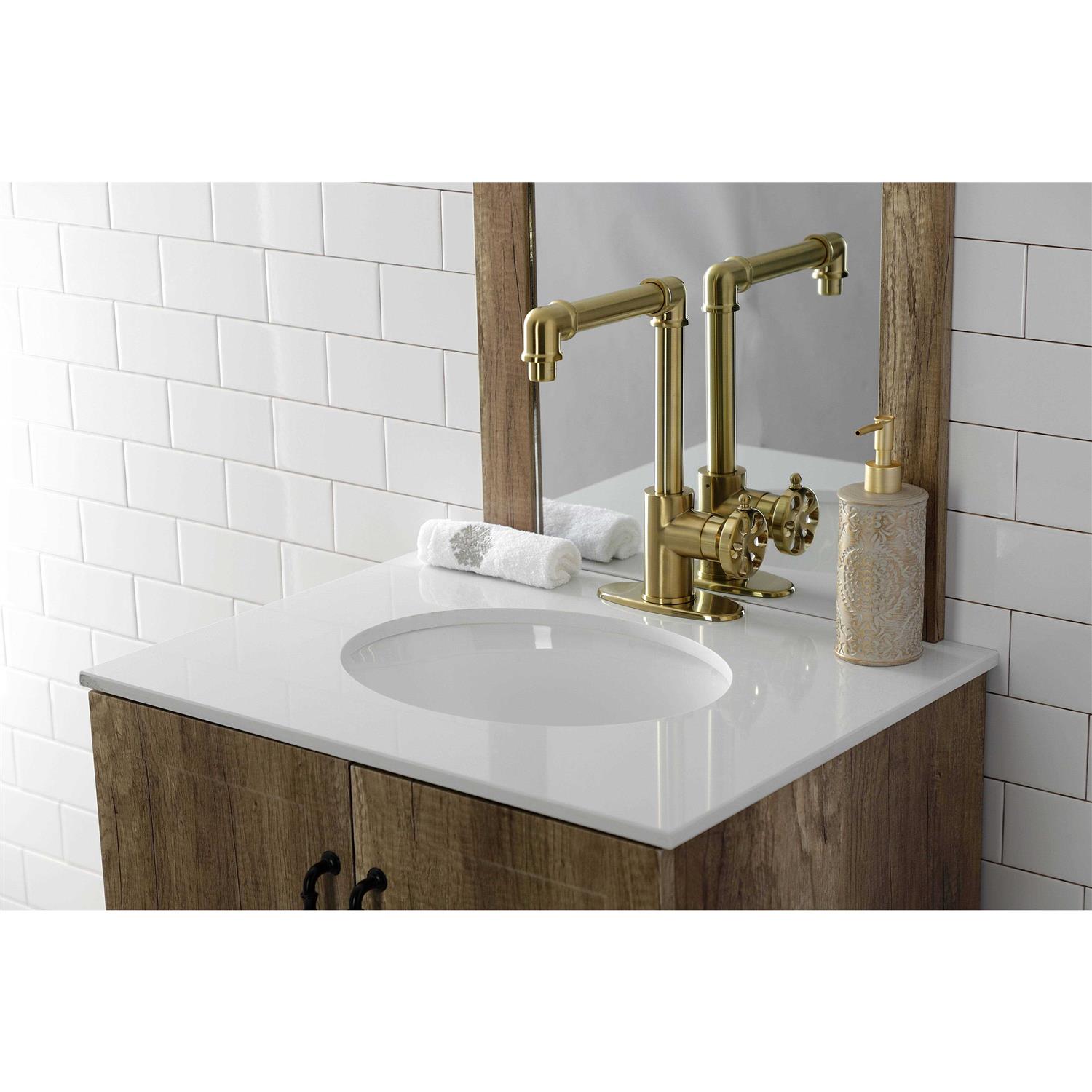 Kingston Brass KSD144RXNB Single-Handle 1-Hole Deck Mount Bathroom Faucet with Push Pop-Up - Cheap Fitting