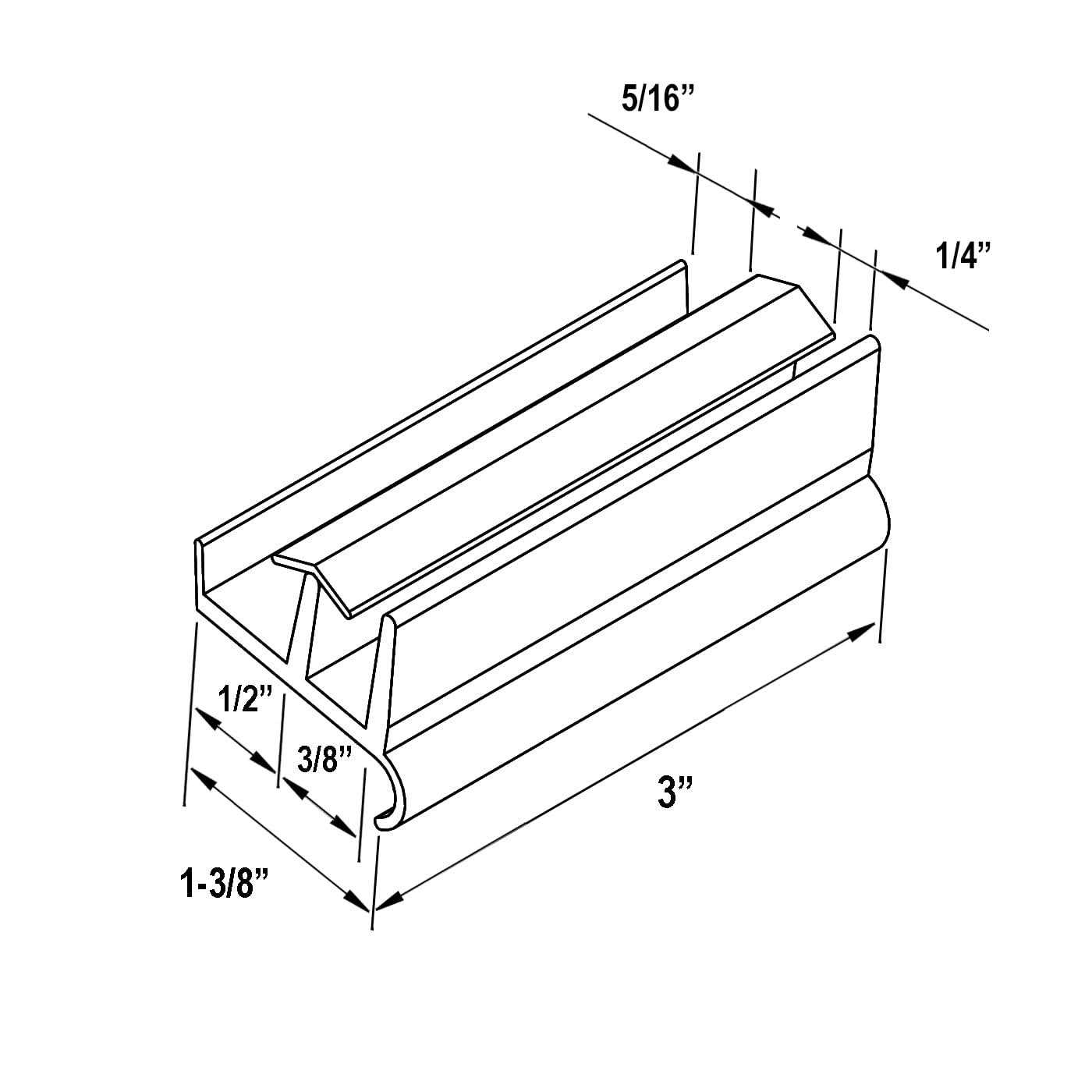 Gordon Glass Sliding Shower Door Bottom Guide 1-3/8 inch Wide x 3 inch Long - Cheap Fitting