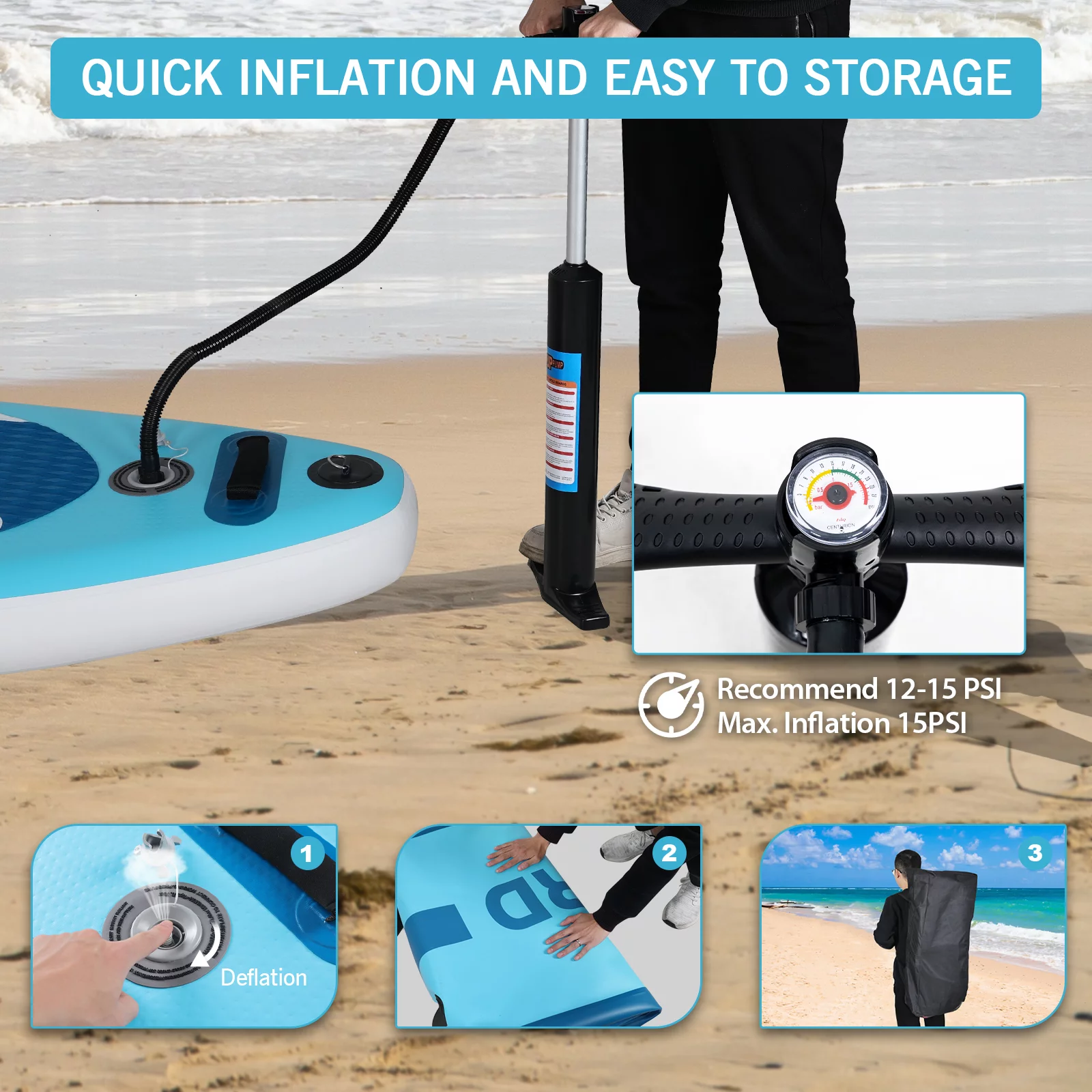 ELECWISH 11 Ft Inflatable Stand Up Paddle Board and Sit-on Kayak Set, Non-Slip Deck SUP Paddle Board with SUP Accessories & Backpack, Blue - Cheap Fitting