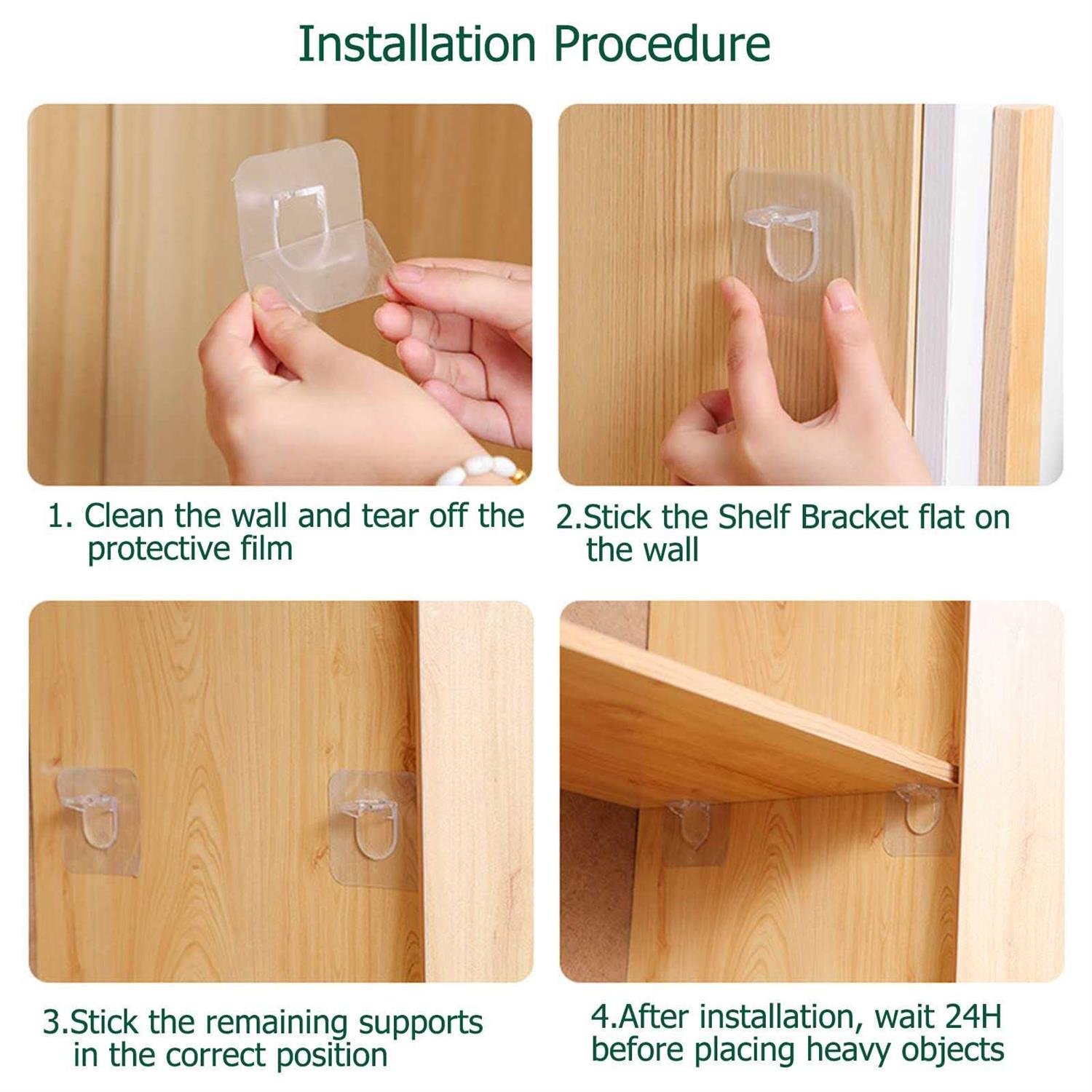 XATDOMESD 12 Pack Adhesive Shelf Bracket,Shelf Support Pegs for Shelves Kitchen Cabinet Book Closet Clapboard Layer - Cheap Fitting