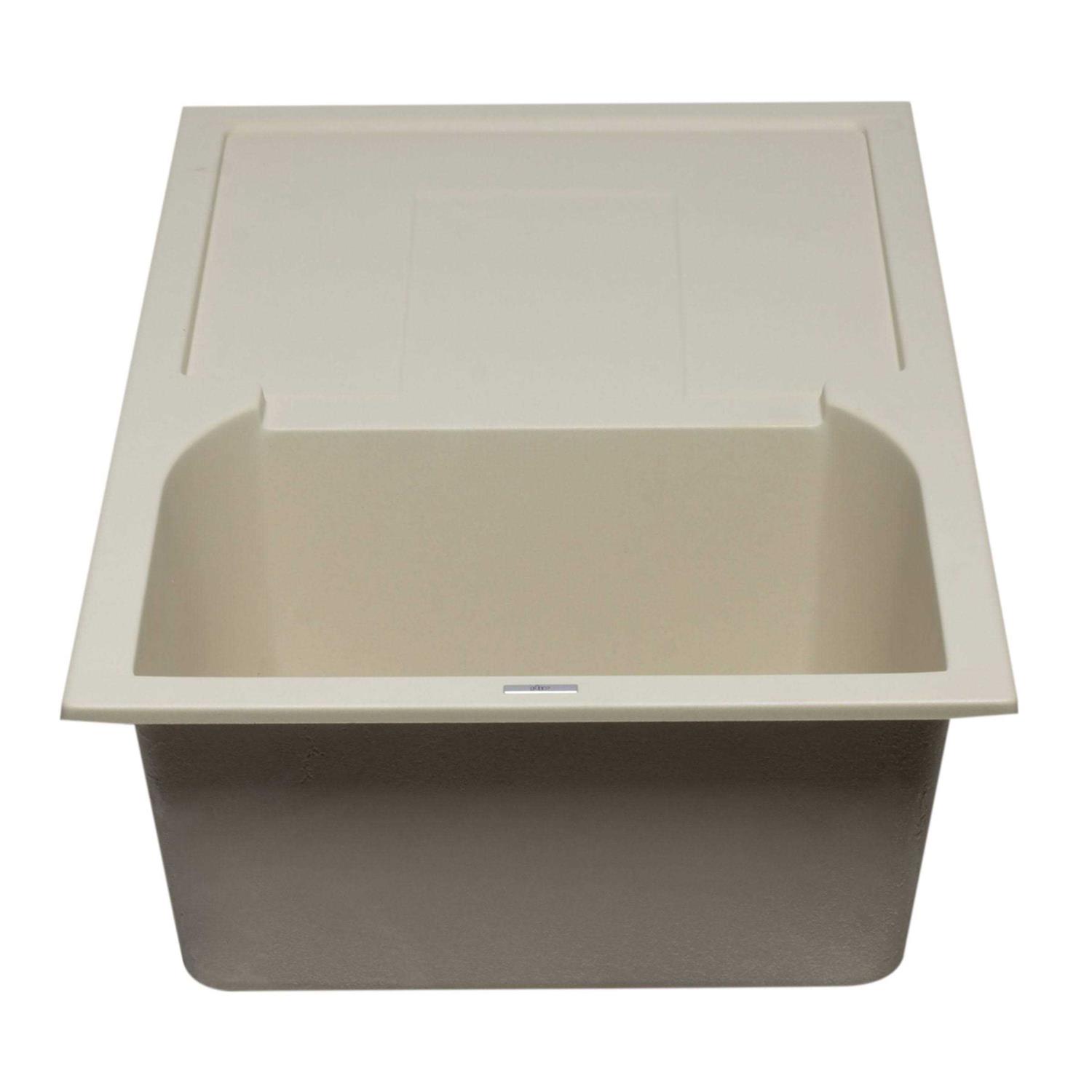 ALFI brand AB1620DI-W White 34 Single Bowl Granite Composite Kitchen Sink with Drainboard - Cheap Fitting