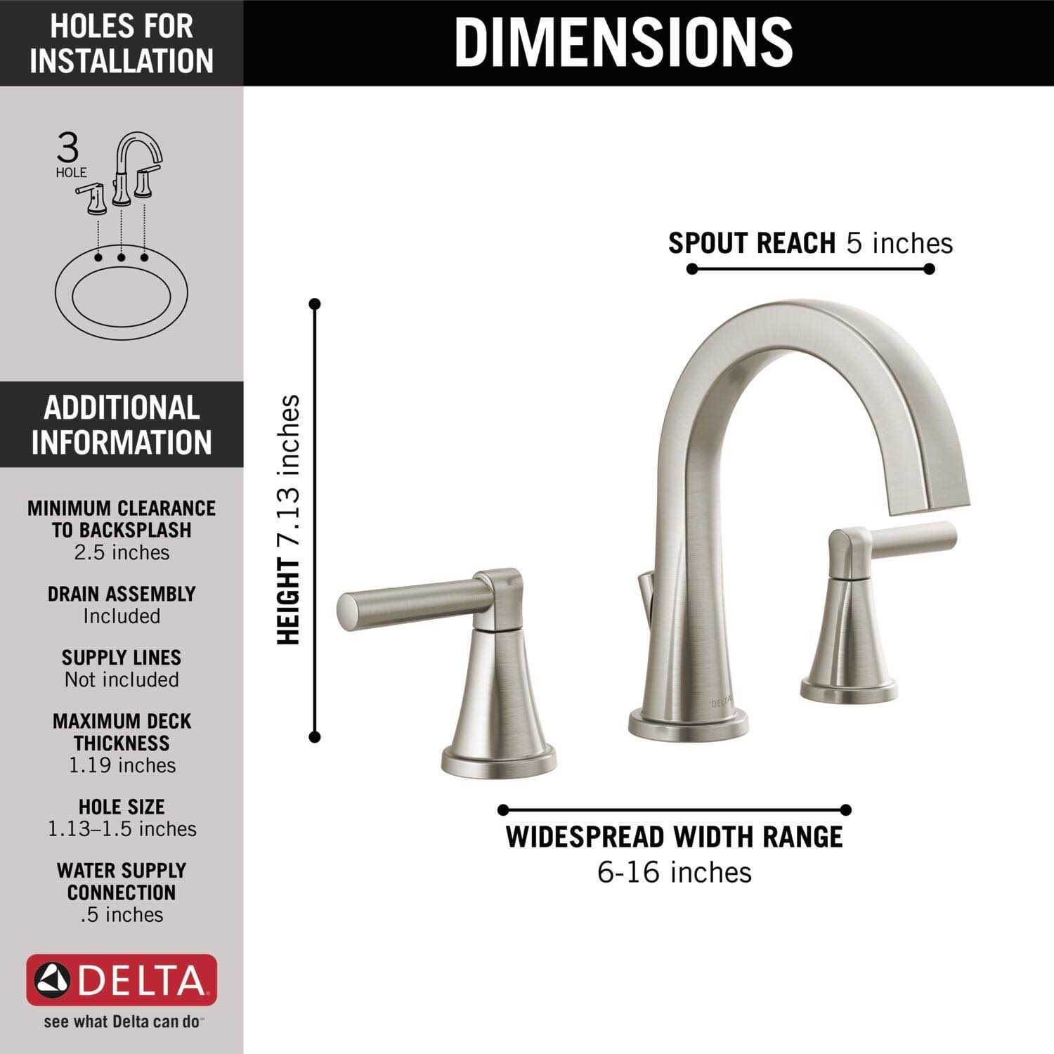 Delta Becker Spotshield Stainless 2-Handle Widespread WaterSense Bathroom Sink Faucet with Drain - Cheap Fitting