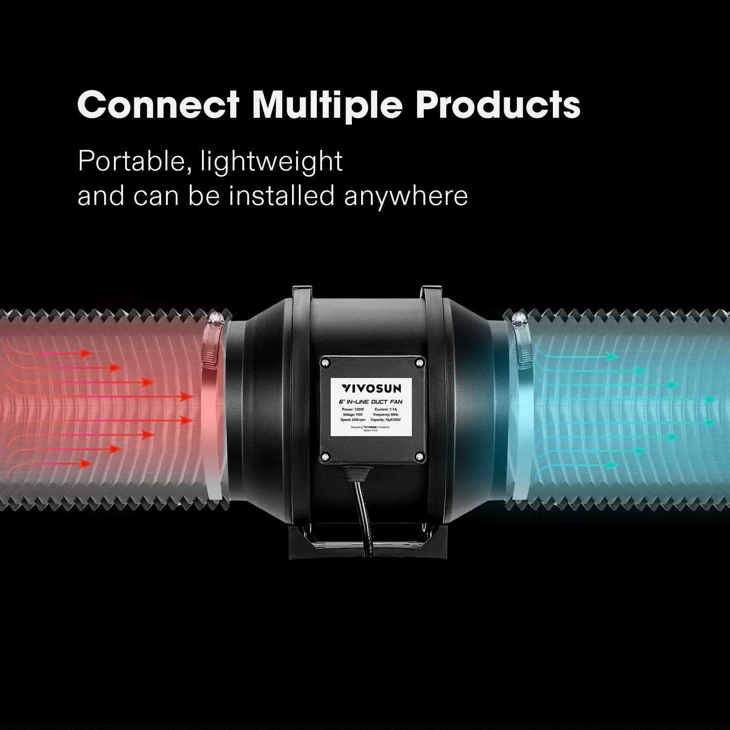 VIVOSUN 8 Feet Non-Insulated Flex Air Aluminum Ducting Dryer Vent Hose for HVAC Ventilation w/Two Stainless Steel Clamps - Cheap Fitting