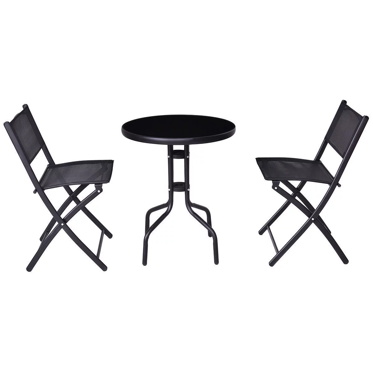 Gymax 3 Pcs Bistro Set Garden Backyard Table Folding Chairs Outdoor Patio Furniture - Cheap Fitting