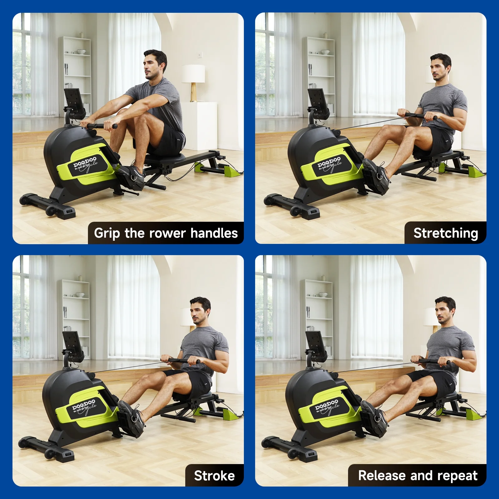 Pooboo 3-in-1 Rowing Machine Foldable Magnetic Rower Machine with Arm Strength Training & with 14 Adjustable Levels Resistance Max 360 lbs - Cheap Fitting