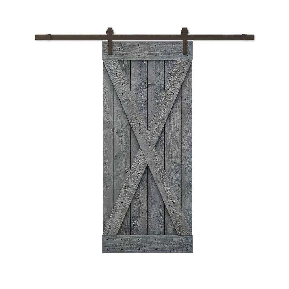 CALHOME 84 in White Barn Door with Sliding Hardware - Cheap Fitting