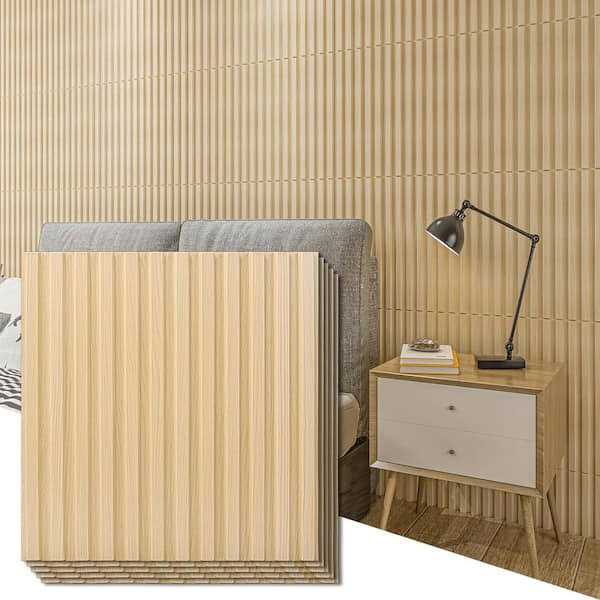 Art3dwallpanels Slat Fluted Design 1/16 in. x 1-7/16 ft. x 1-3/5 ft. Brown Square Edge Decorative 3D Wall Paneling - Cheap Fitting