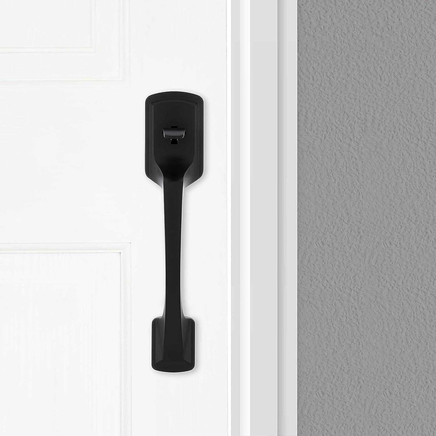 Kwikset Prague Matte Black Entry Door Handle Only with Pismo Round Door Knob - Cheap Fitting