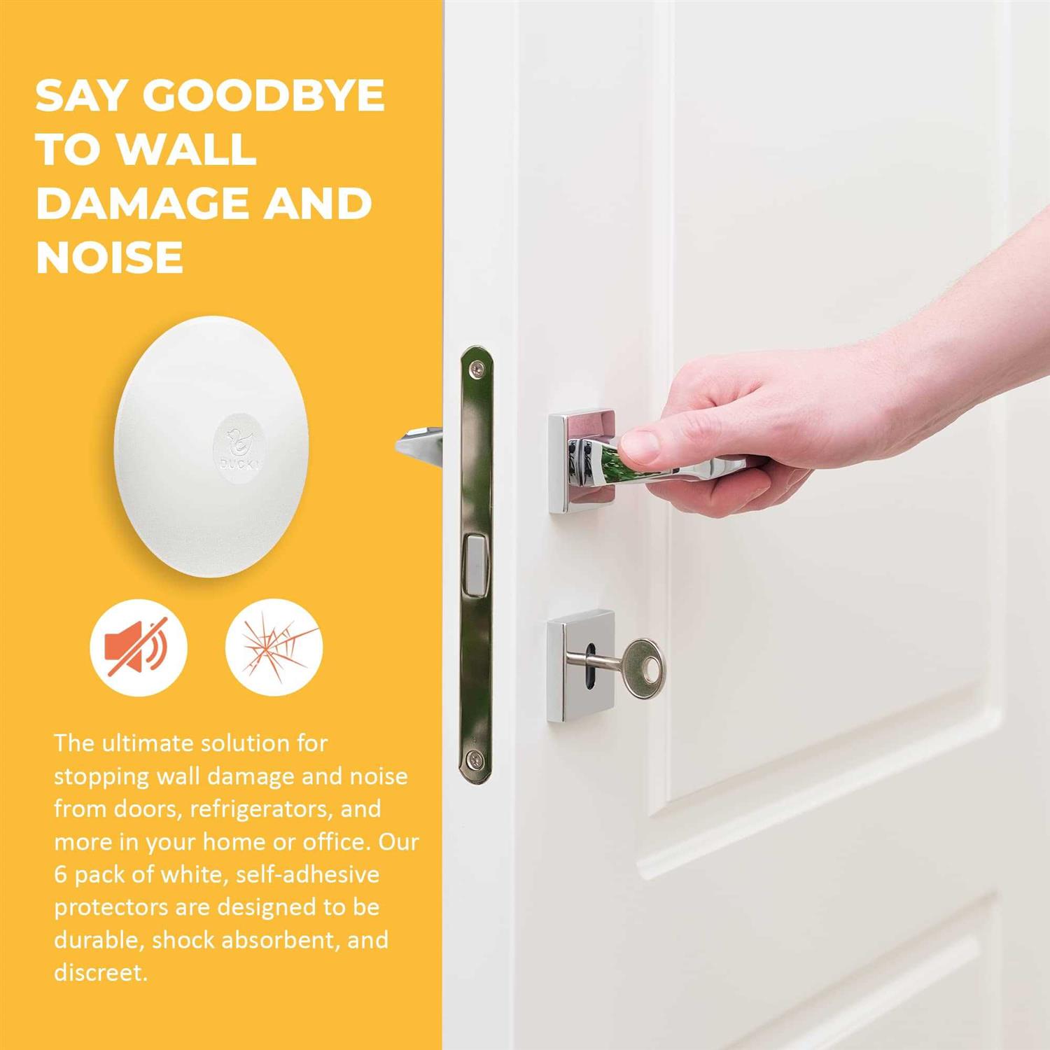 Ducki Wall Protectors White Self Adhesive Reusable Solution for Stopping Wall Damage & Noise from Doors - Cheap Fitting
