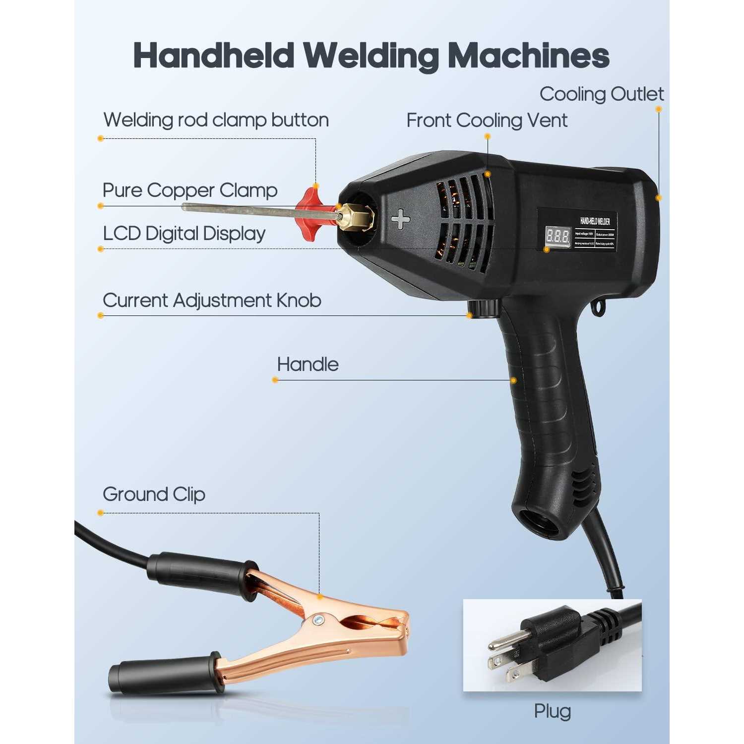 Welding Machine Handheld 110V Portable ARC Welder Hand Held Welder 3000W 200Amp Digital Display IGBT Inverter 10 X Welding Rods,Welding Tool Set - Cheap Fitting