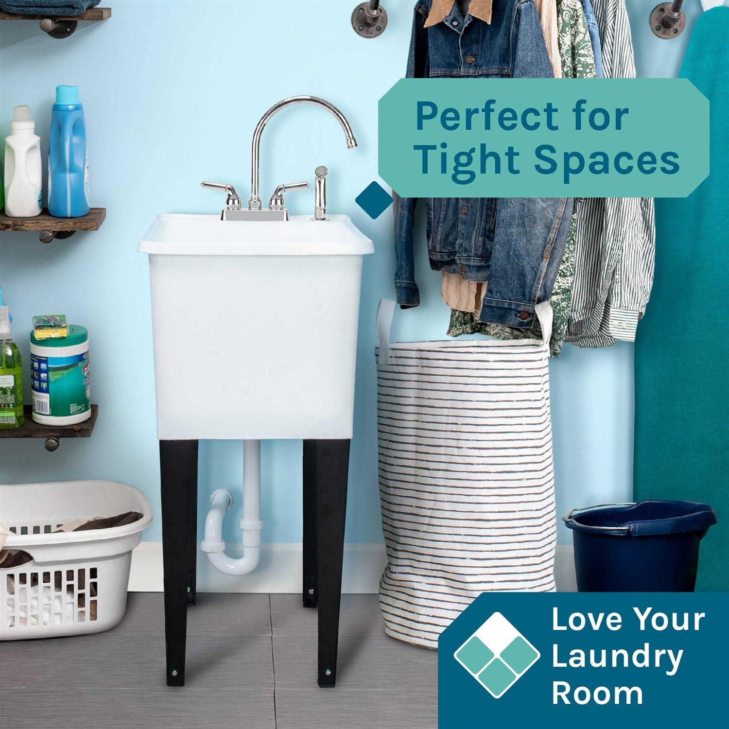 Tehila Space Saver 16-Gallon Black Utility Sink Faucet - Cheap Fitting