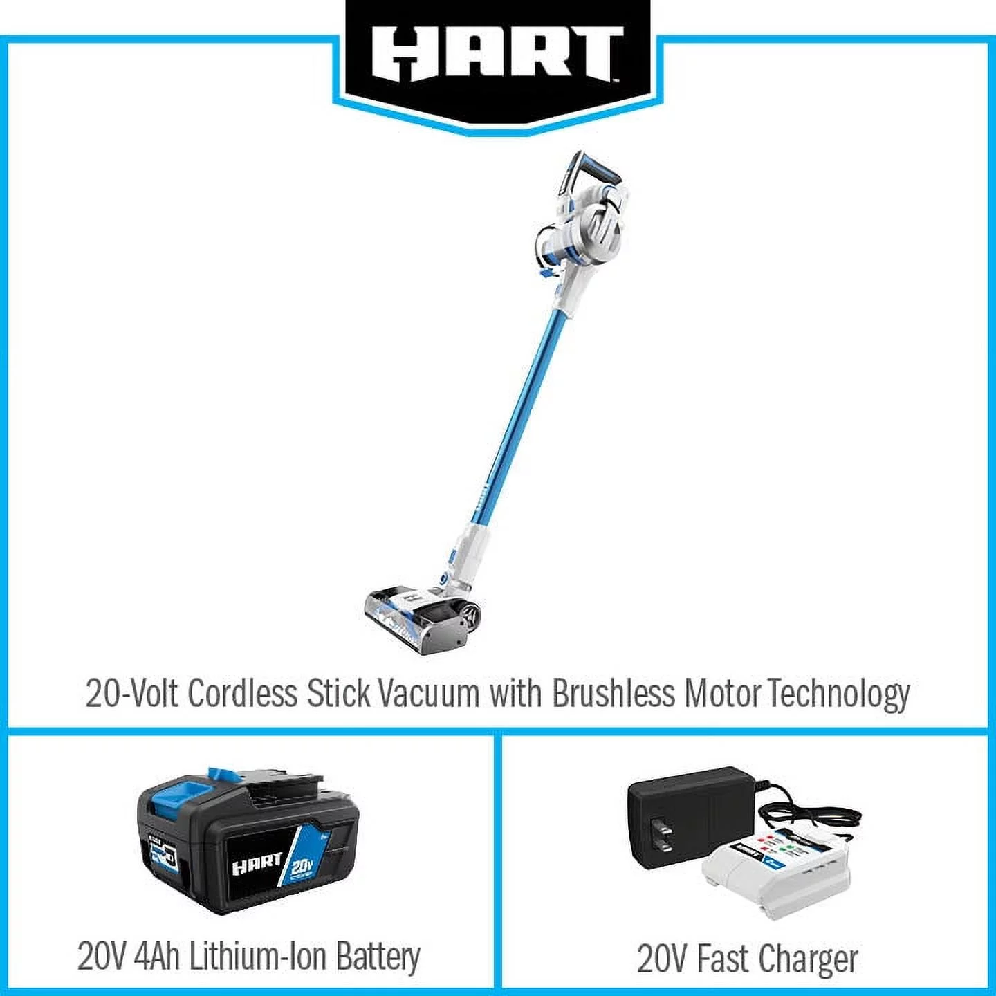 HART 20-Volt Cordless Stick Vacuum with Brushless Motor Technology, (1) 4.0Ah Lithium-Ion Battery - Cheap Fitting
