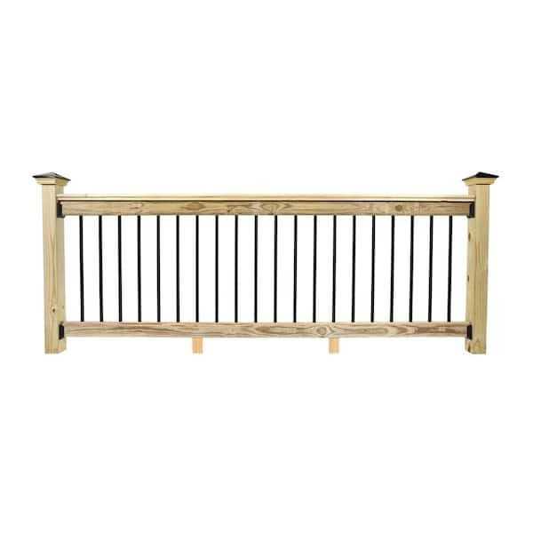 8 ft. Aluminum Pressure-Treated Southern Yellow Pine Deck Rail Kit - Cheap Fitting