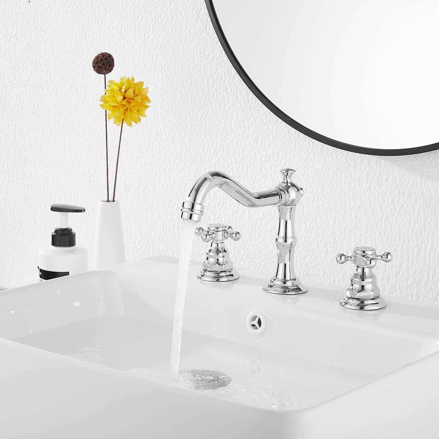 GGStudy Two Handles Three Holes Faucet 8-16 inch Widespread Bathroom Sink Faucet - Cheap Fitting