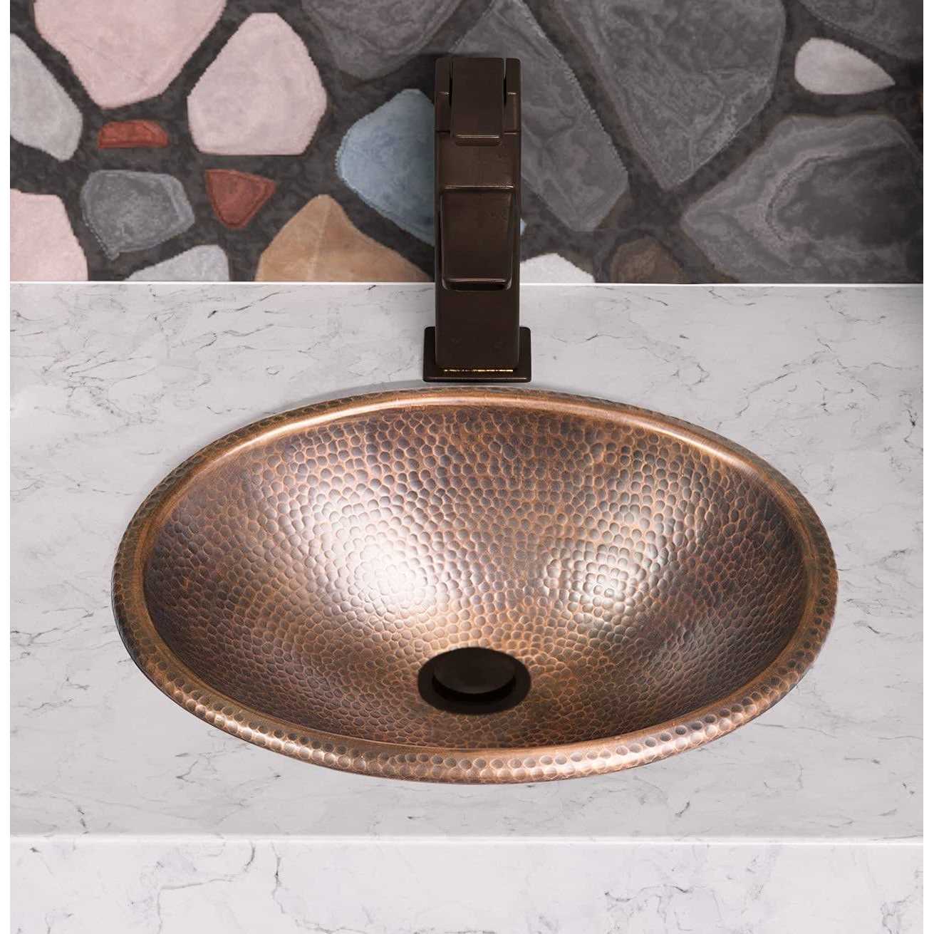 Monarch Abode 17 in. Hand Hammered Oval Drop-in Bathroom Sink in Pure Copper - Cheap Fitting