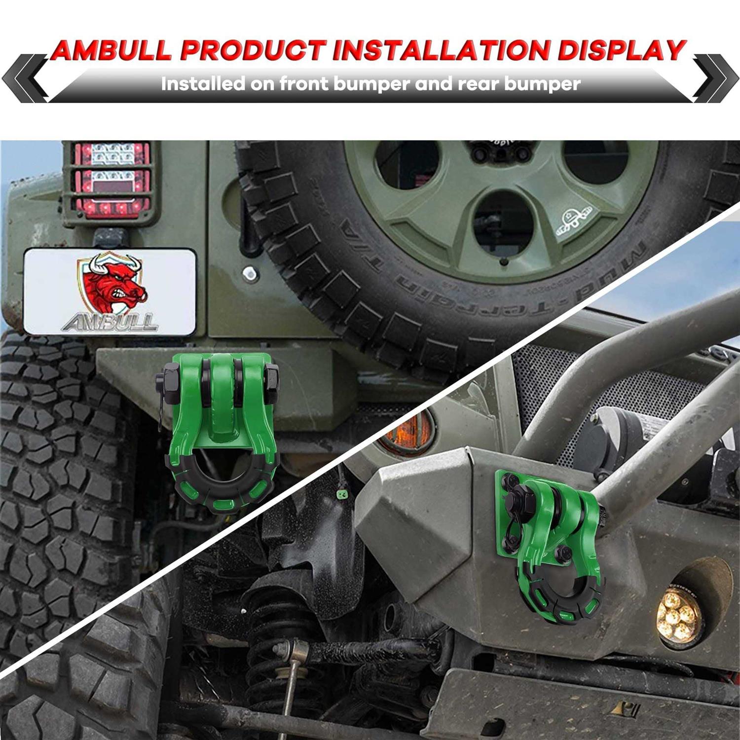 AMBULL 2 Pack D-Ring Shackles Mount with Backer Plate	AMBULL 2 Pack D-Ring Shackles Mount with Backer Plate - Cheap Fitting