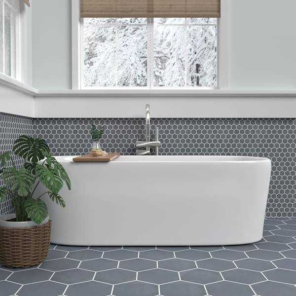 Daltile Moroccan Concrete 10 in. x 11 in. Glazed Ceramic Hexagon Mosaic Tile - Cheap Fitting
