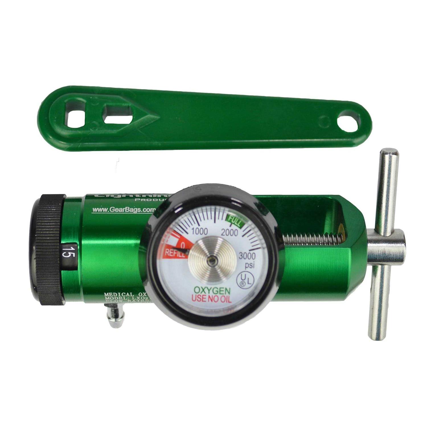 Lightning X O2 Mini Oxygen Regulator Cga-870 Gauge Flow Rate 0-15lpm w/Wrench - Cheap Fitting