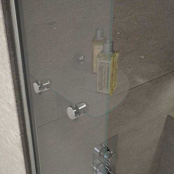 LuxWay Poseidon 60 in. W x 59 in. H Fixed Frameless Splash Panel and Curtain Rod Tub Door in Chrome with Clear Glass and Shelf - Cheap Fitting