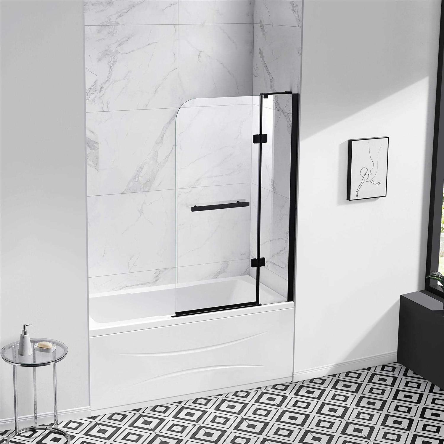 Ove Decors Annie 36 in. Tempered Glass Tub Door Panels in Black 15BGP-ANNI36-BLKWM - Cheap Fitting