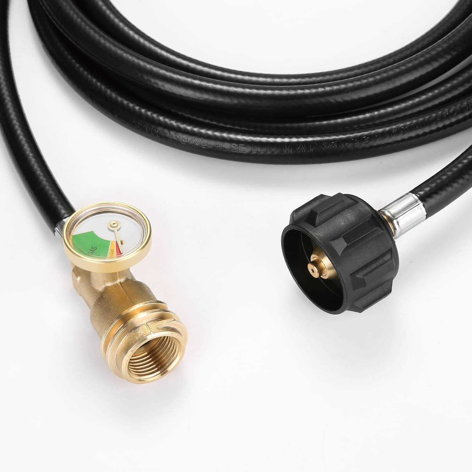 Wadeo 12 FT Propane Extension Hose with Gauge, Leak Detector Replacement for Propane Tank, RV, Gas Grill, Heater, Fire Pit and Most Propane Appliances - Cheap Fitting