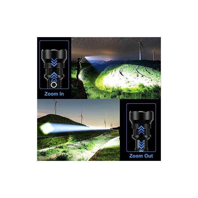 OMALIGHT Rechargeable 250000 High Lumens LED Flashlights XHP90.2 Super Bright Flashlight with Zoomable & 5 Modes & IPX7 Waterproof for Camping - Cheap Fitting