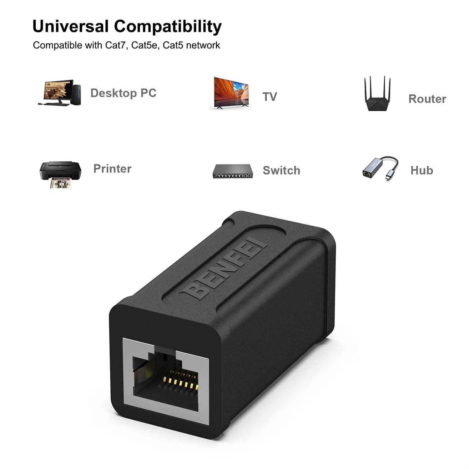 BENFEI RJ45 Inline Coupler 5 Pack Cat7 Cat6 Cat5e Ethernet Coupler Female to Female - Cheap Fitting