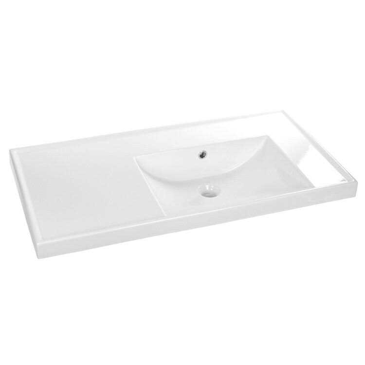 Scarabeo by Nameeks ML Ceramic Rectangular Drop-In Bathroom Sink with Overflow - Cheap Fitting