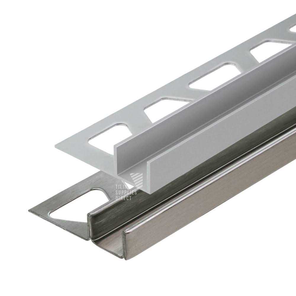 Schluter Deco-SG Brushed Stainless Steel 98.5 in. Metal Tile Edging Trim - Cheap Fitting
