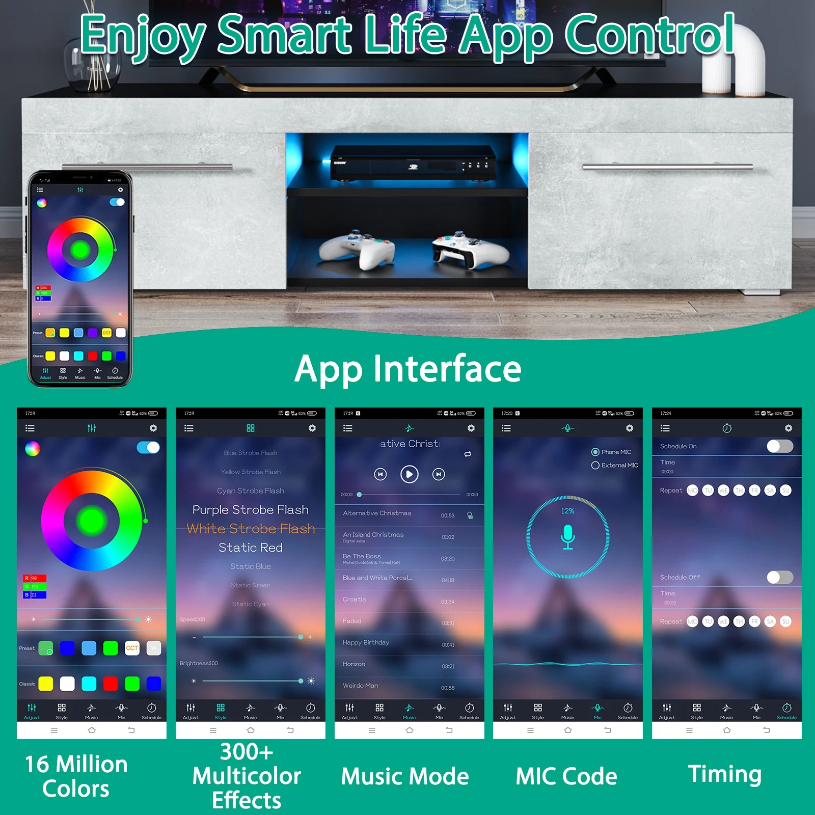 Hommpa Modern TV Stand for TVs up to 59