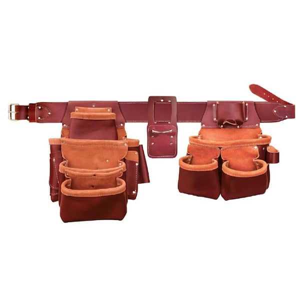 SITE GEAR 16 in. Brown Leather 15-Pocket Pro Framer’s Combo Tool Pouch with Suspenders - Cheap Fitting