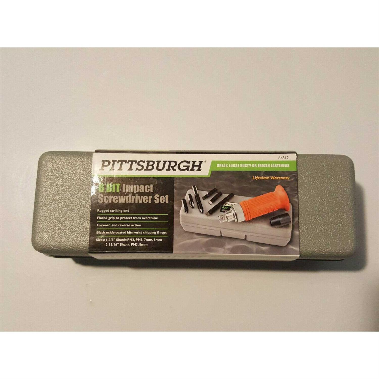 Pittsburgh 6 Bit Impact Screwdriver Set with Case 64812 - Cheap Fitting