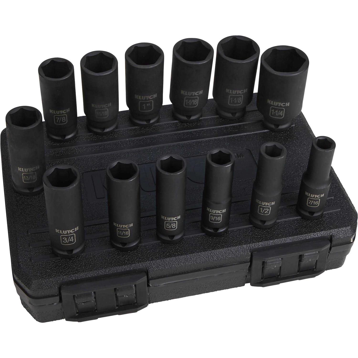 Klutch Chrome Moly 1/2Inch-Drive Deep Impact Socket Set - Cheap Fitting