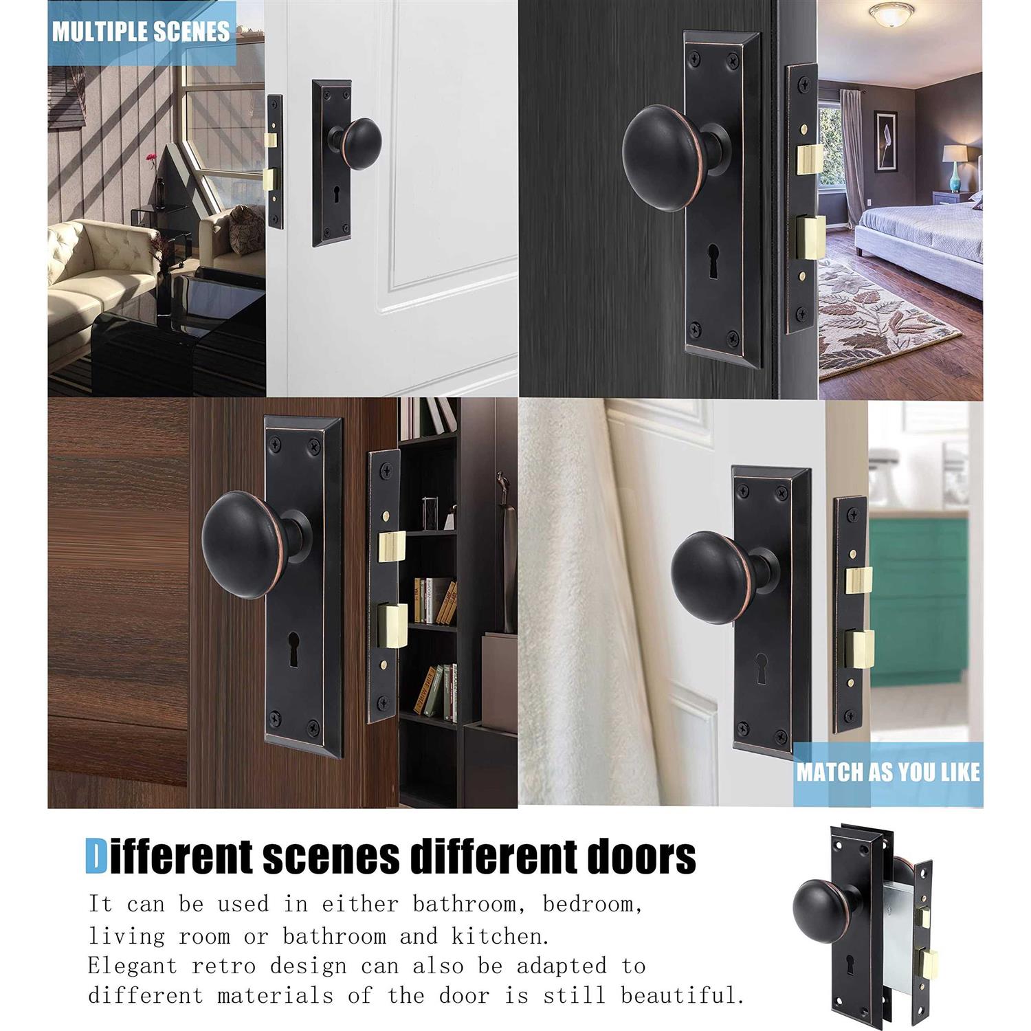 ToPToToo Mortise Lock Set for Interior Door Antique Door Knobs with Lock and Skeleton Key - Cheap Fitting
