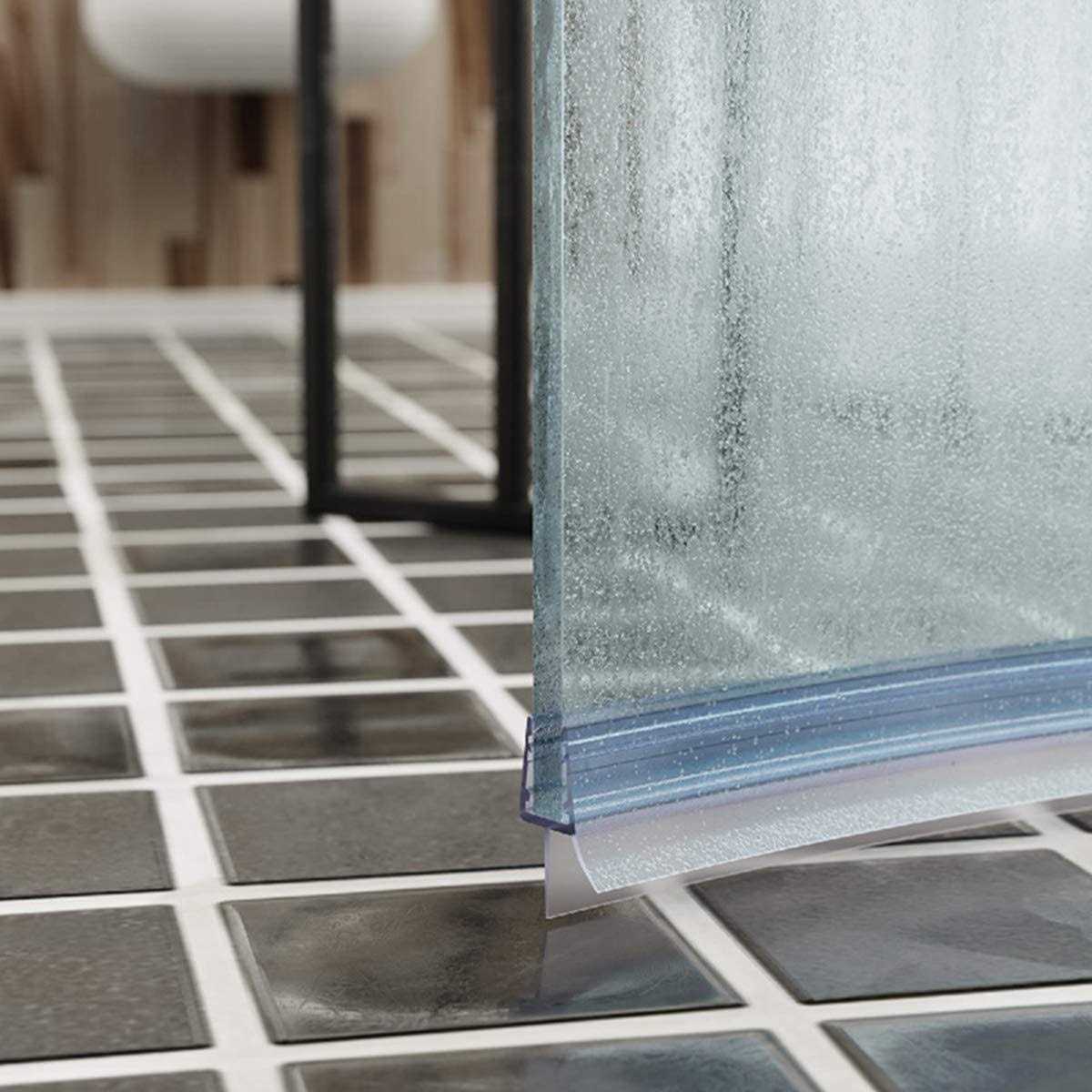 Cozylkx Frameless Shower Door Bottom Seal with Drip Rail Thick Glass Long Sweep - Cheap Fitting