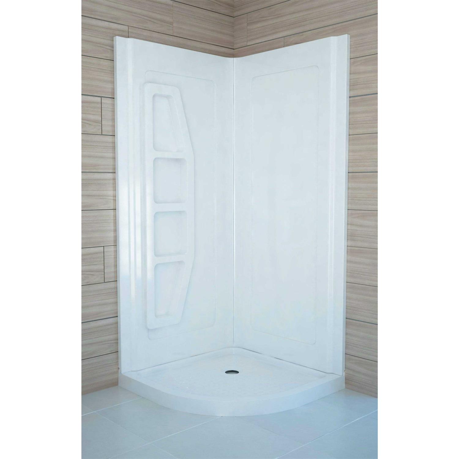 ANZZI Gradient 36 in. x 36 in. x 74 in. 2-piece DIY Friendly Corner Shower Surround in White SW-AZ006WH - Cheap Fitting