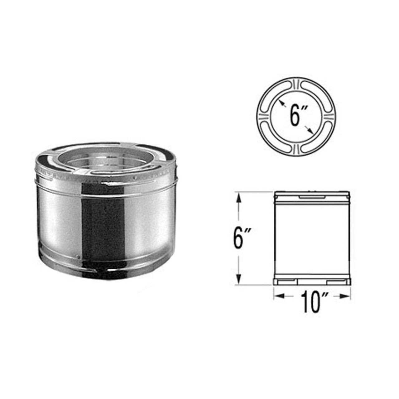 DuraVent DuraPlus 6 Diameter Galvanized Chimney Pipe - Cheap Fitting