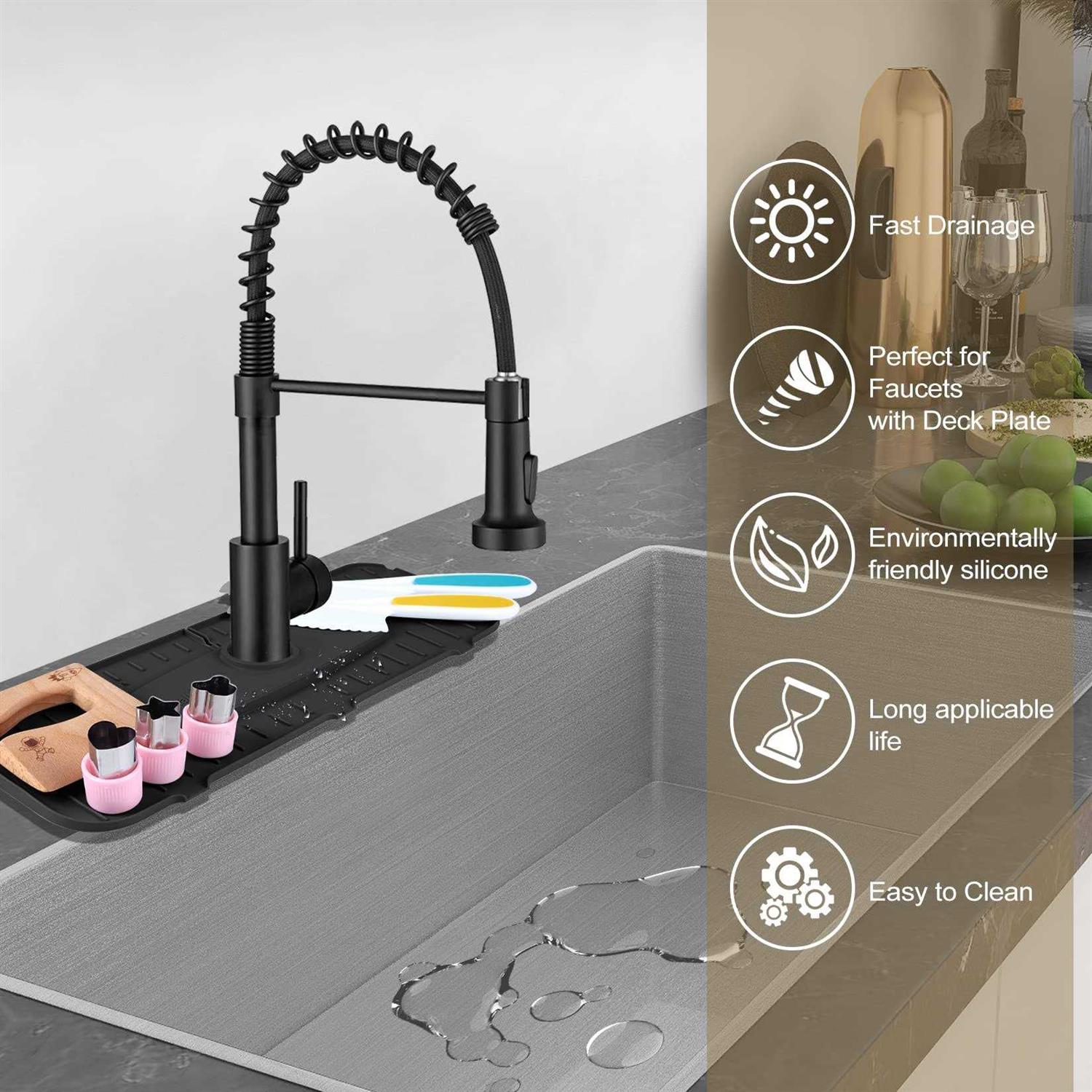 Silicone Faucet Mat Kingmall Kitchen Faucet Mat Silicone Faucet Drip Catcher for Kitchen Faucet Drip Catcher Silicone Sink Mats - Cheap Fitting