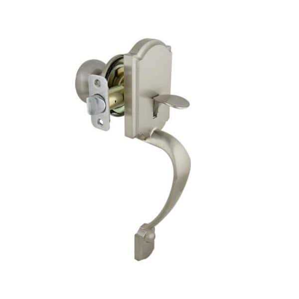 Defiant Castle Satin Nickel Entrance Door Handleset with Hartford Interior Knob - Cheap Fitting