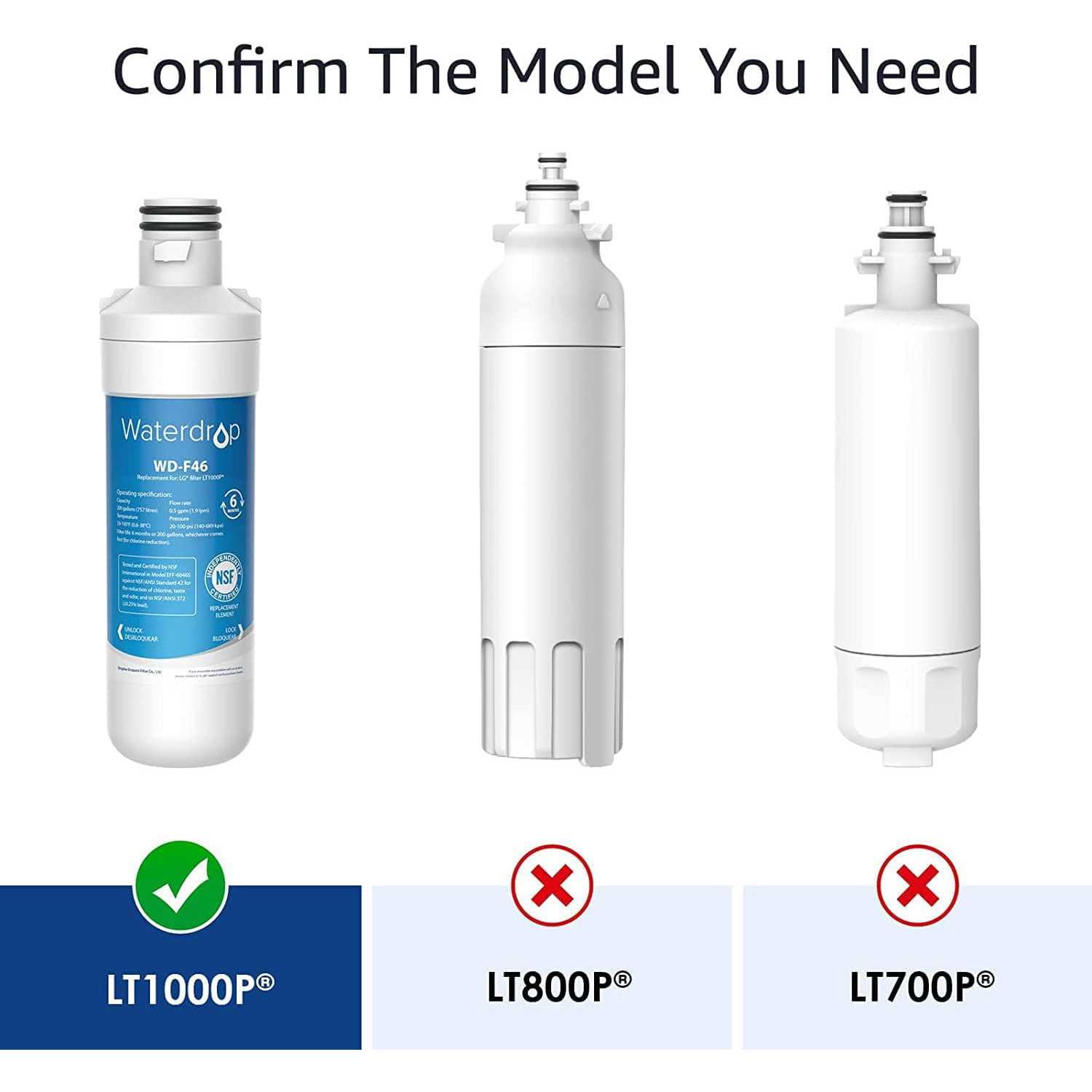 Waterdrop LT1000PC ADQ747935 Refrigerator Water Filter - Cheap Fitting