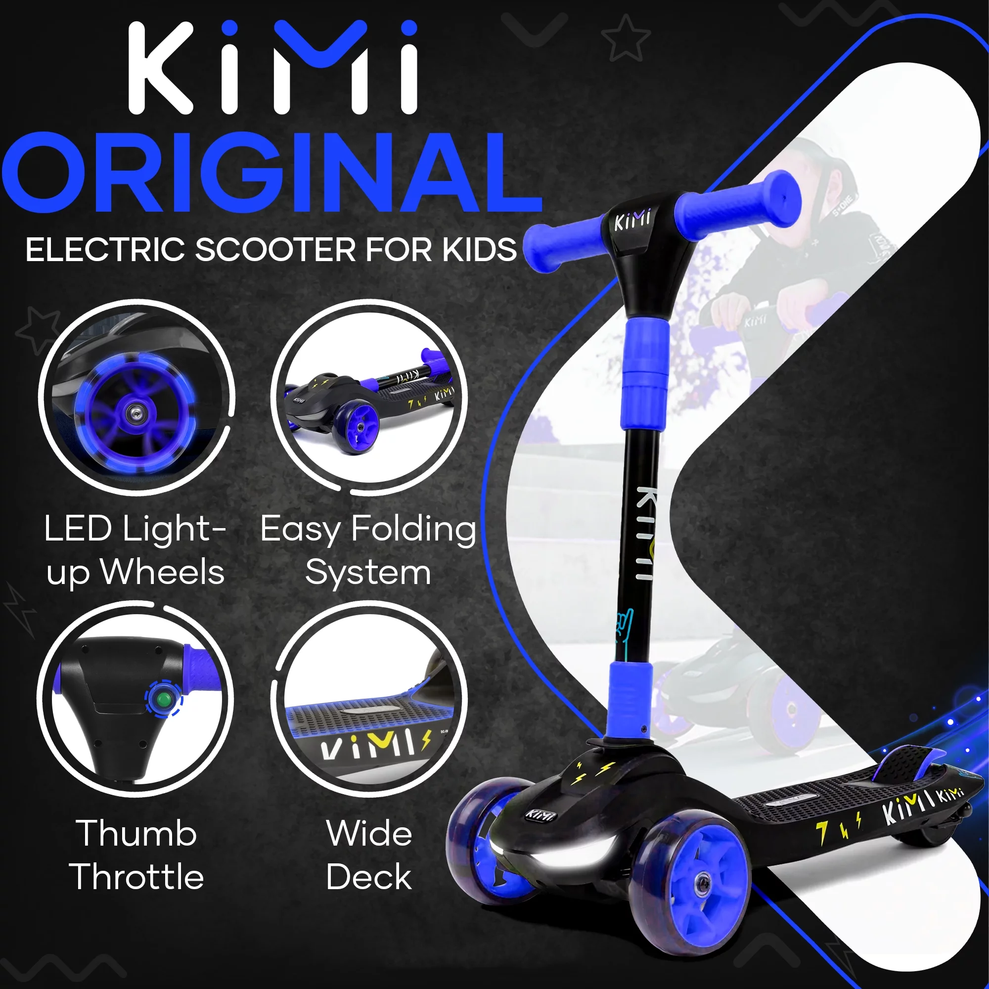 Kimi Kids 3-Wheel Electric Scooter, Ages 2-9, 5Mph, Lights, 10 Miles Range - Cheap Fitting