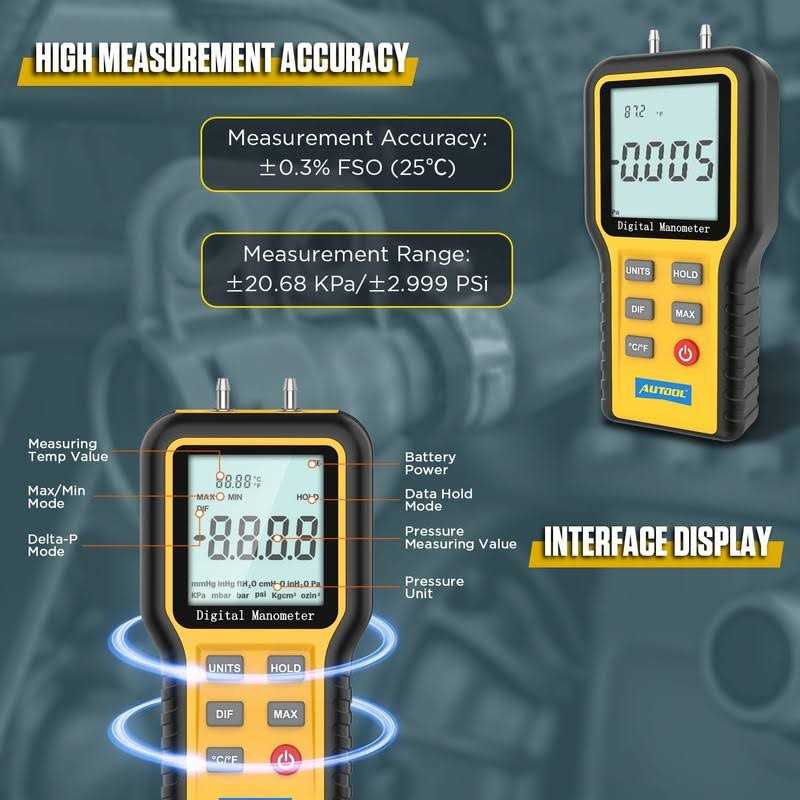 AUTOOL Digital Manometer Dual-Port Manometer Gas Pressure Tester - Cheap Fitting