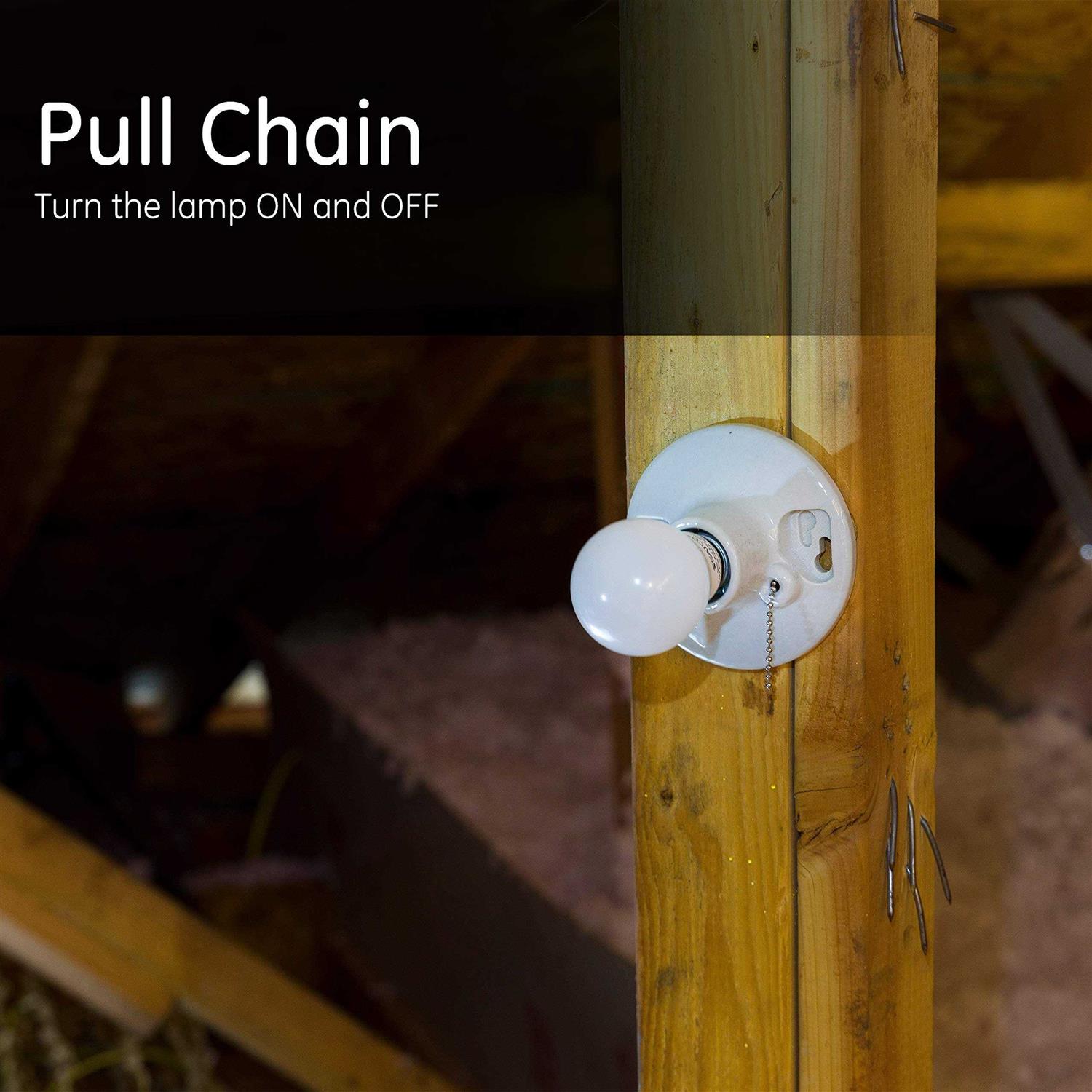 UltraPro Porcelain Lampholder with Outlet and Pull Chain, 2 Pack, Medium Base, Grounded Plug, Indoor Lighting, 3-Prong, Mount on 3-1/4” or 4” Box - Cheap Fitting