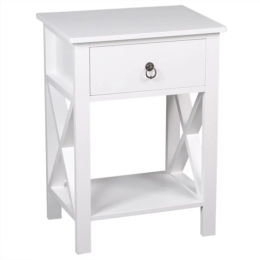 UBesGoo Set of 2 Night Stands for Bedroom Rustic Nightstand Bedside End Tables with Drawer Storage,White - Cheap Fitting