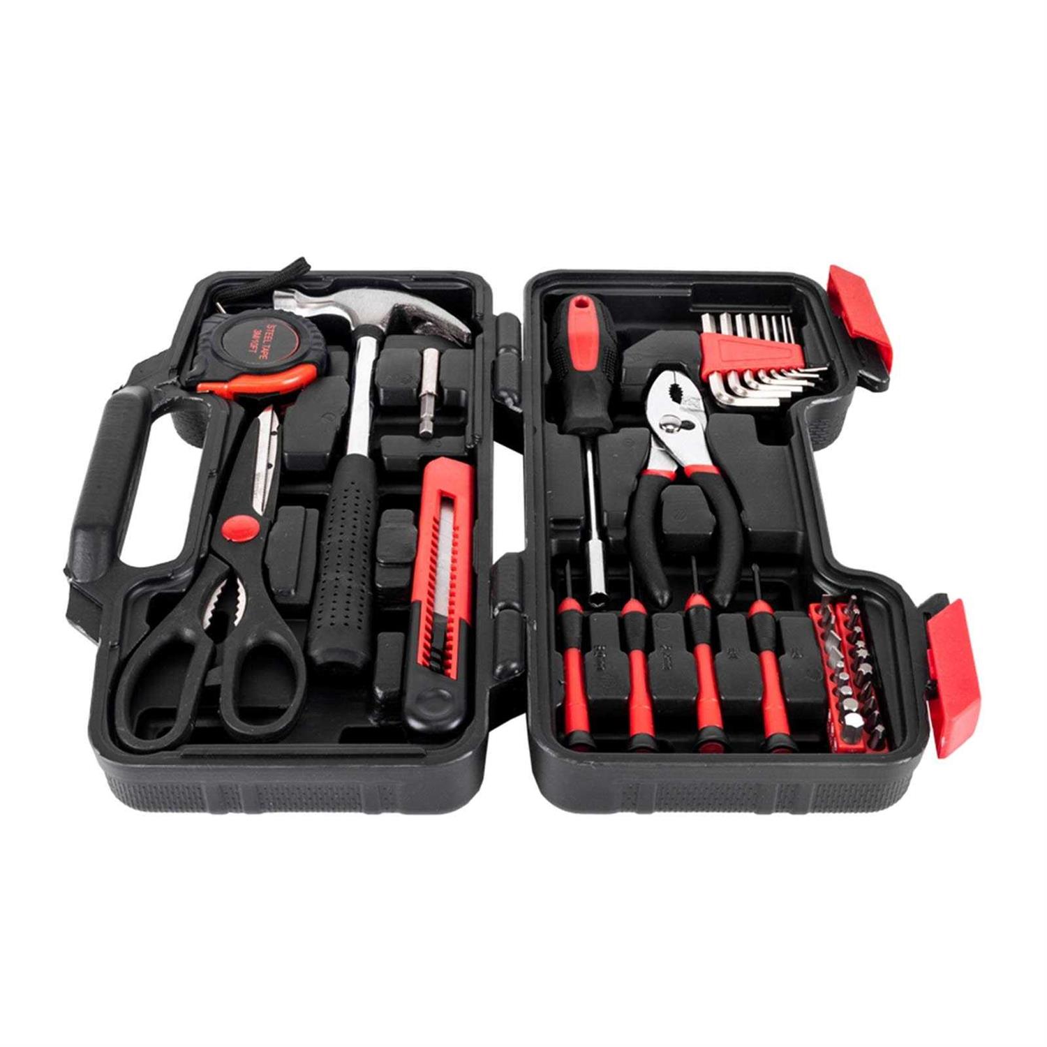 39-piece Tool Kit Set,Household Tool Kit General Household Hand Tool Kit with Plastic Toolbox Storage Case,Perfect for Homeowner - Cheap Fitting