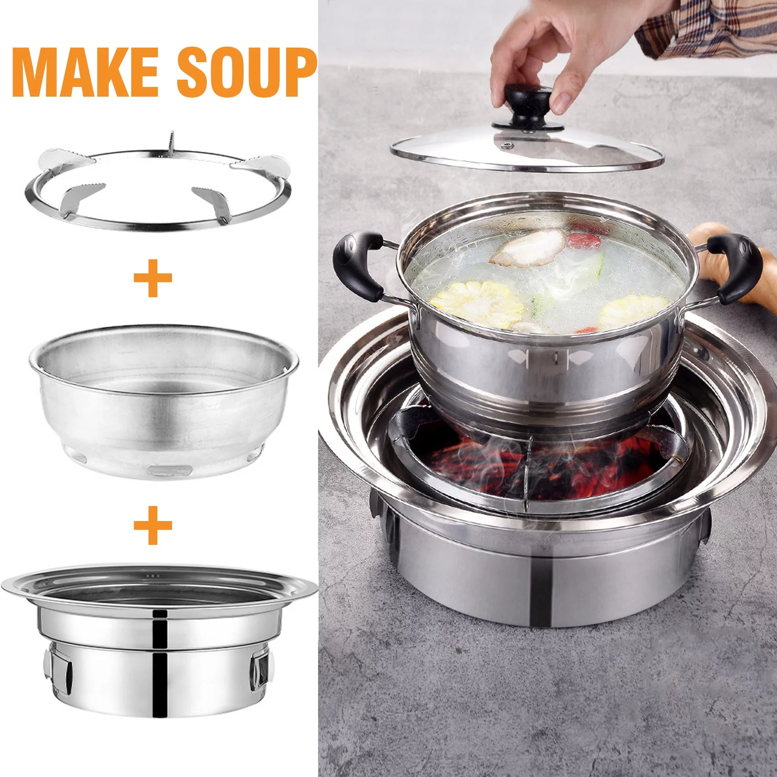 BBQ Charcoal Grill, Portable Household Korean Grill, Smoker Grill Non-stick Round Carbon Barbecue Grill Camping Grill Stove for Outdoor, Indoor and Picnic - Cheap Fitting