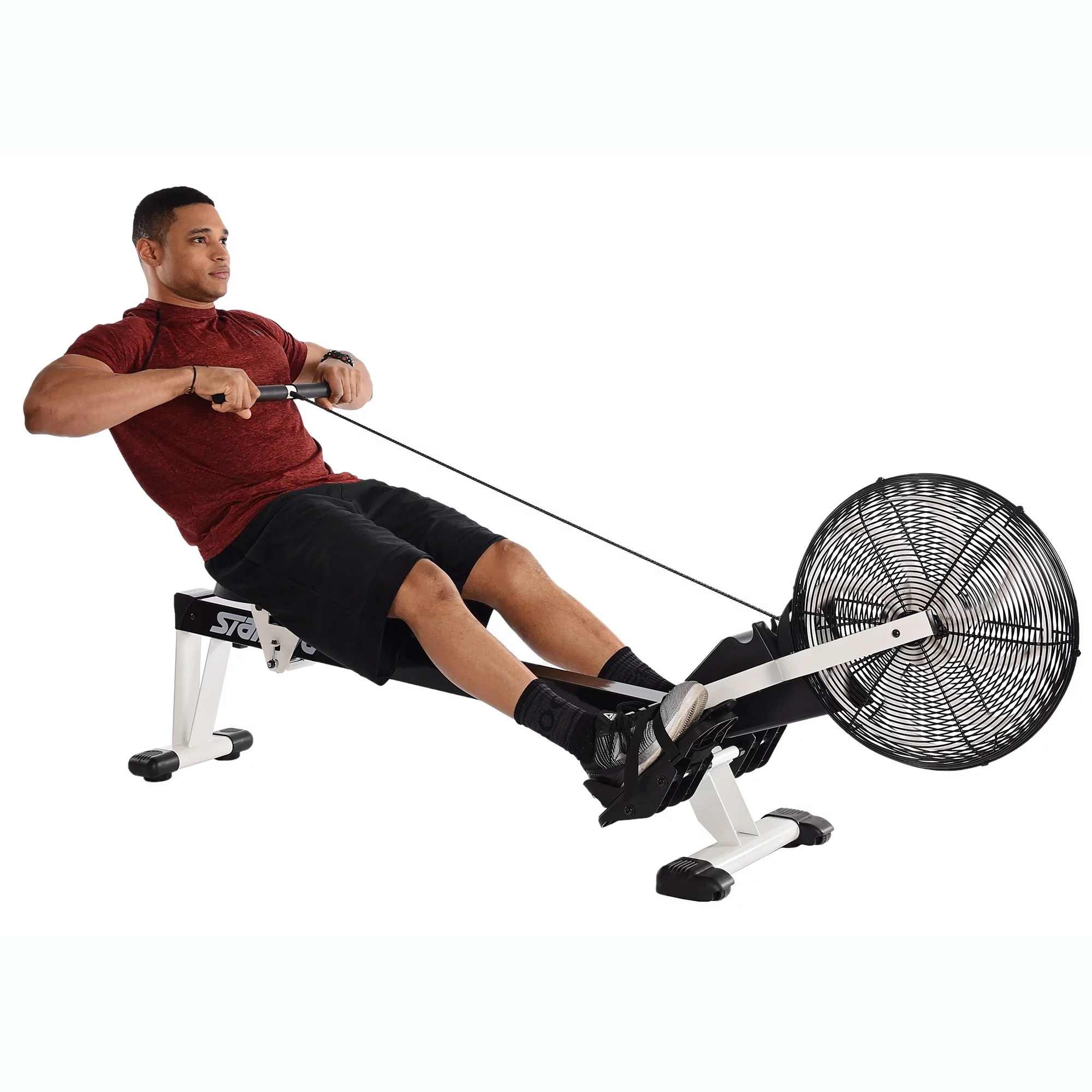 Stamina Cardio Exercise Foldable Fitness Air Rower Rowing Machine, Black/White - Cheap Fitting