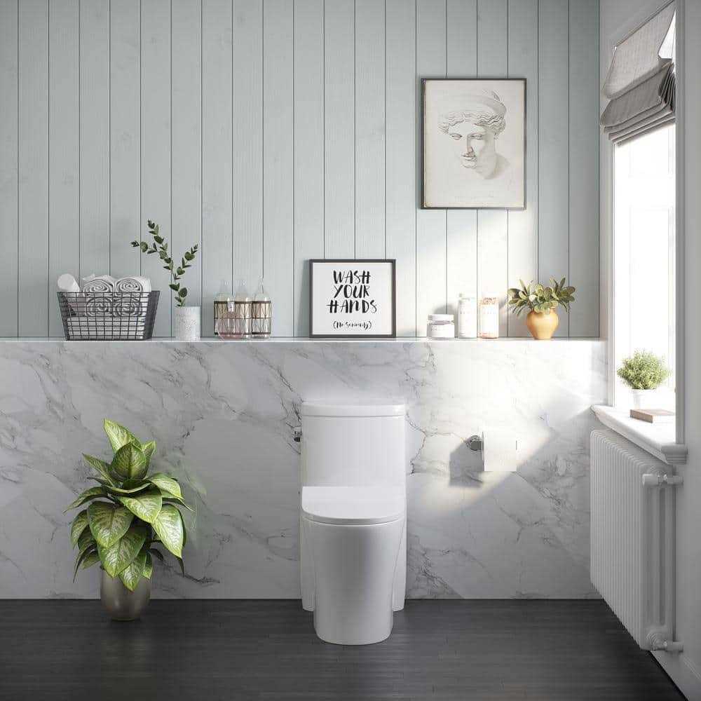 Glacier Bay Hartridge 1-Piece 1.0/1.6 GPF Dual Flush Elongated Toilet - Cheap Fitting