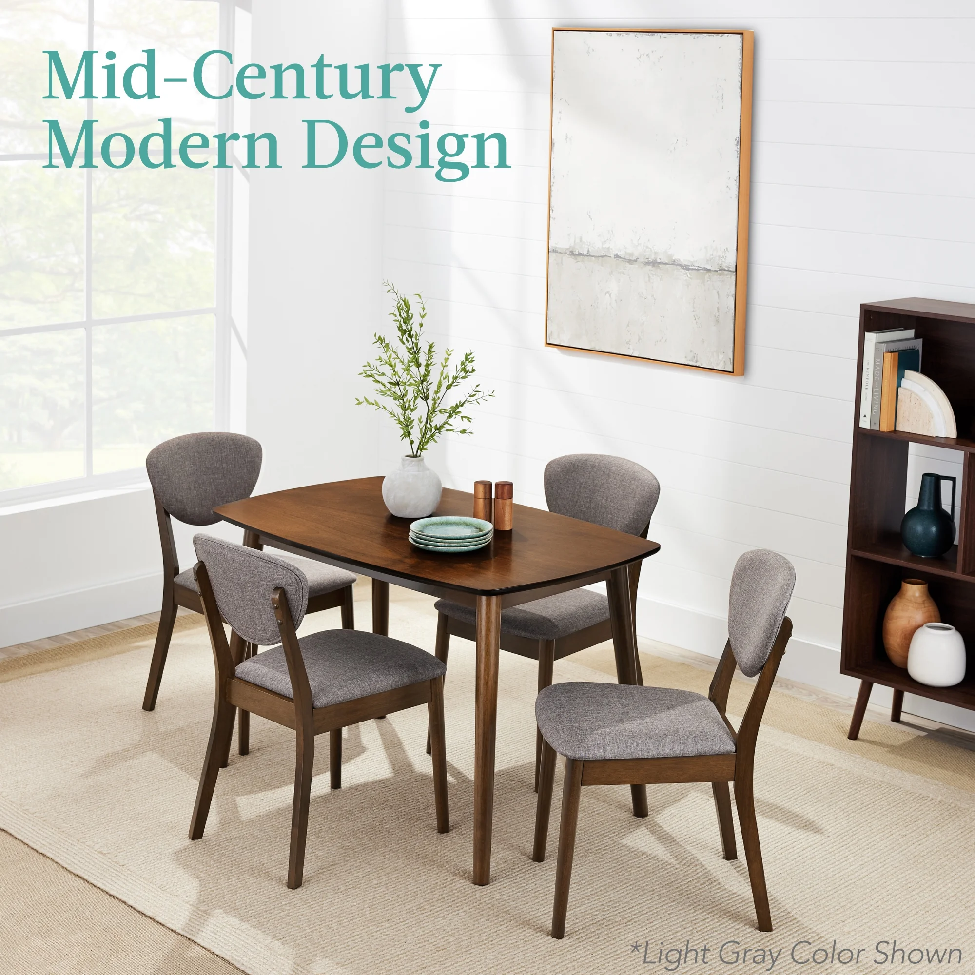 Best Choice Products 5-Piece Compact Wooden Mid-Century Modern Dining Set w/ 4 Chairs, Padded Seat & Back - Cream/Walnut - Cheap Fitting