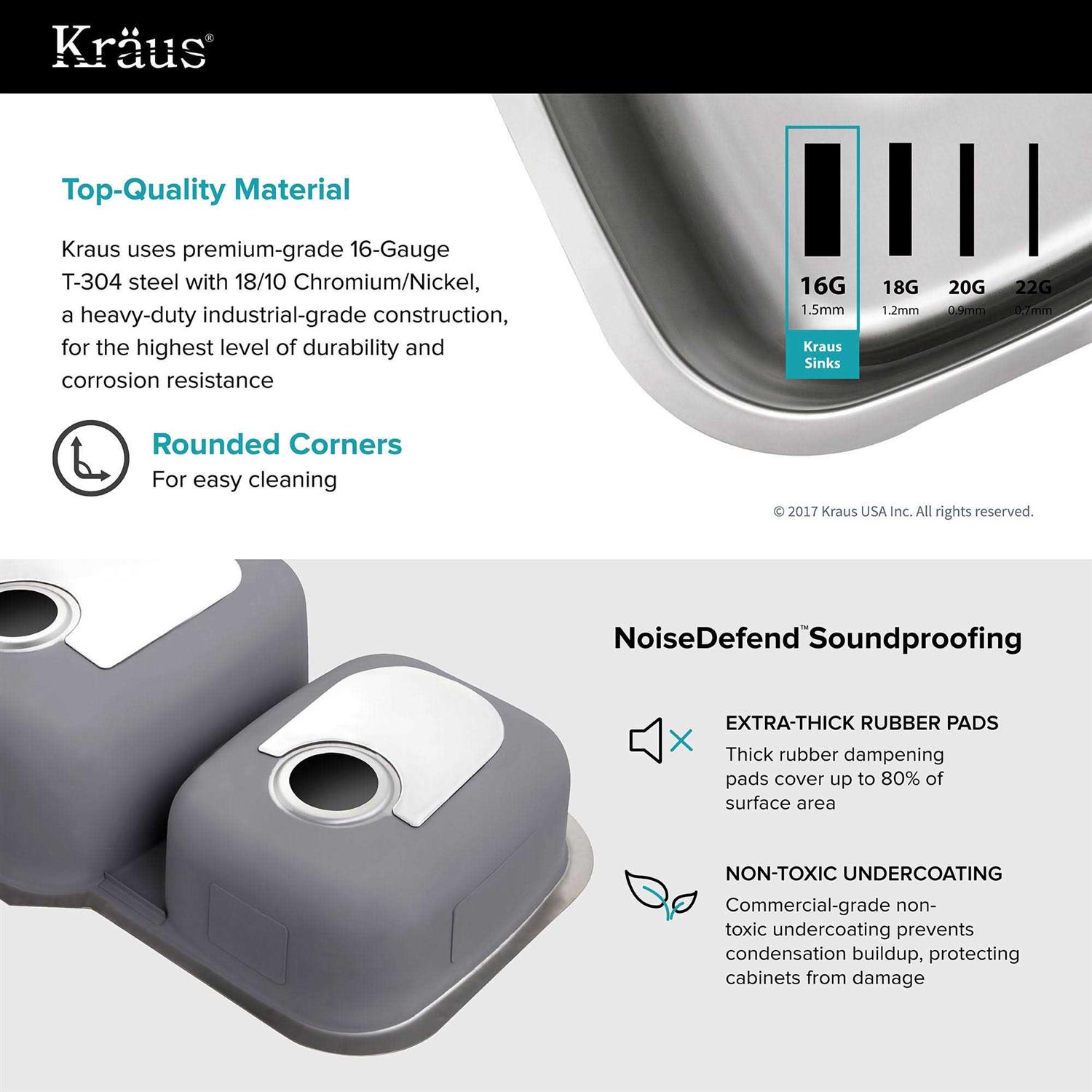 Kraus KBU24 Stainless Steel 32 Undermount Double Bowl Kitchen Sink - Cheap Fitting
